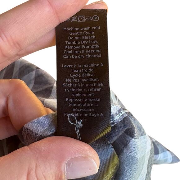 John Varvatos Blue Grey Plaid Short Sleeve Cuffed Button Down - Small - Picture 7 of 8